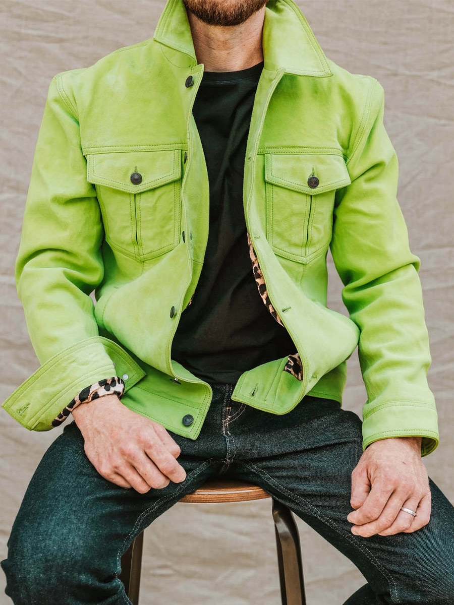 photo-vue-de-face-veste-cuir-nubuck-homme-vert-lenumero-1-vert-chartreuse-paul-marius-blouson-bg-s