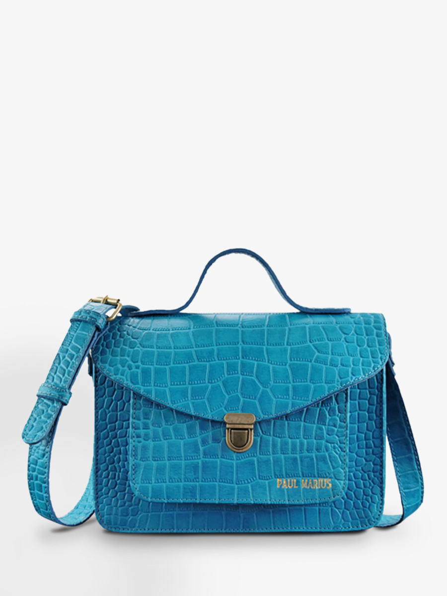 photo-vue-de-face-sac-bandouliere-cuir-femme-bleu-mademoiselle-george-alligator-cocktail-topaze-paul-marius-w05-a-blu