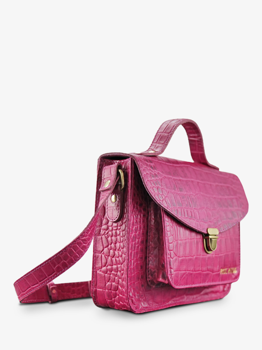 photo-vue-de-cote-sac-bandouliere-cuir-femme-rose-mademoiselle-george-alligator-cocktail-tourmaline-paul-marius-w05-a-pi