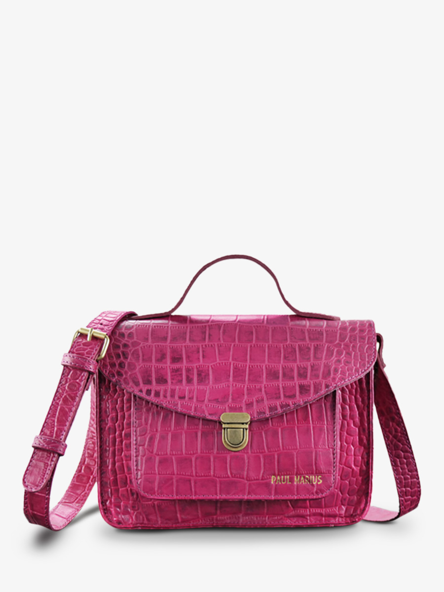 photo-vue-de-face-sac-bandouliere-cuir-femme-rose-mademoiselle-george-alligator-cocktail-tourmaline-paul-marius-w05-a-pi