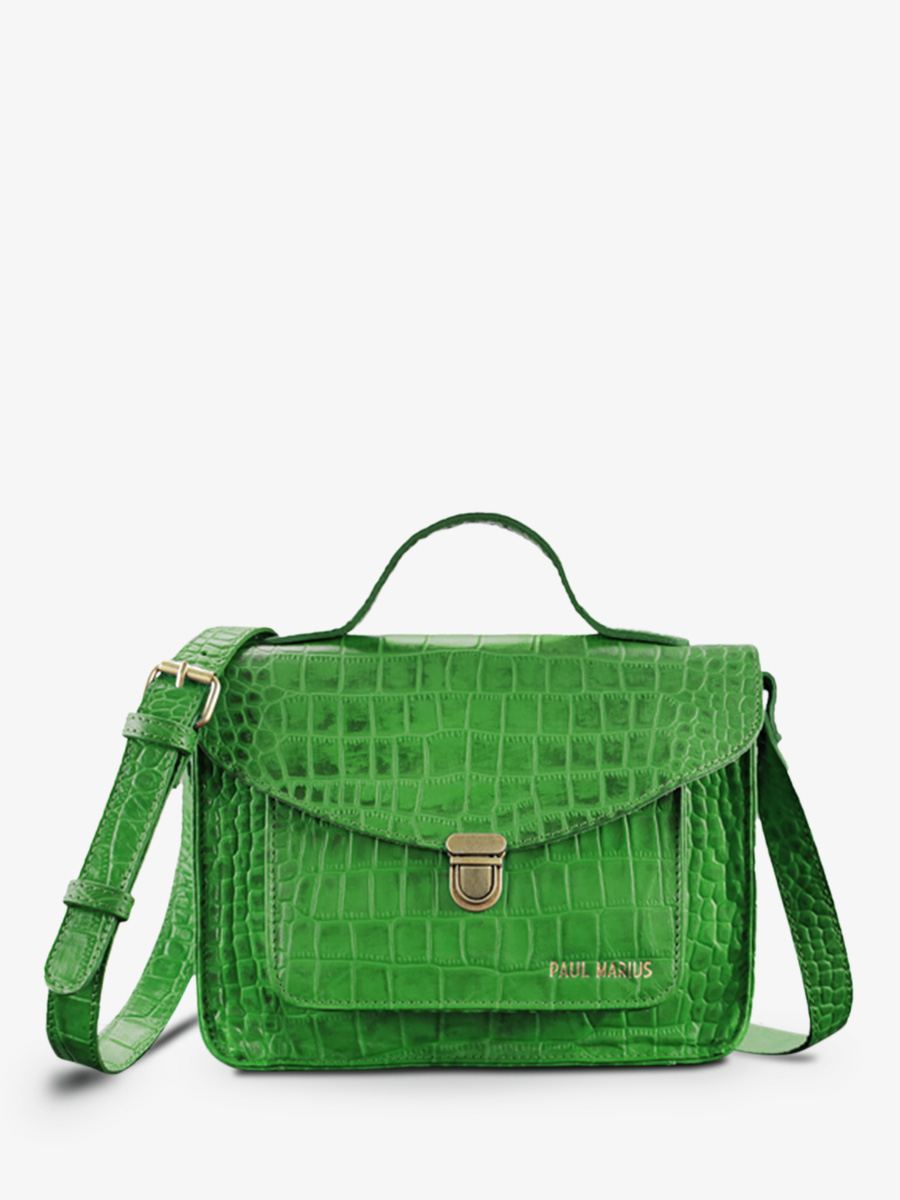 photo-vue-de-face-sac-bandouliere-cuir-femme-vert-mademoiselle-george-alligator-cocktail-jade-paul-marius-w05-a-gr