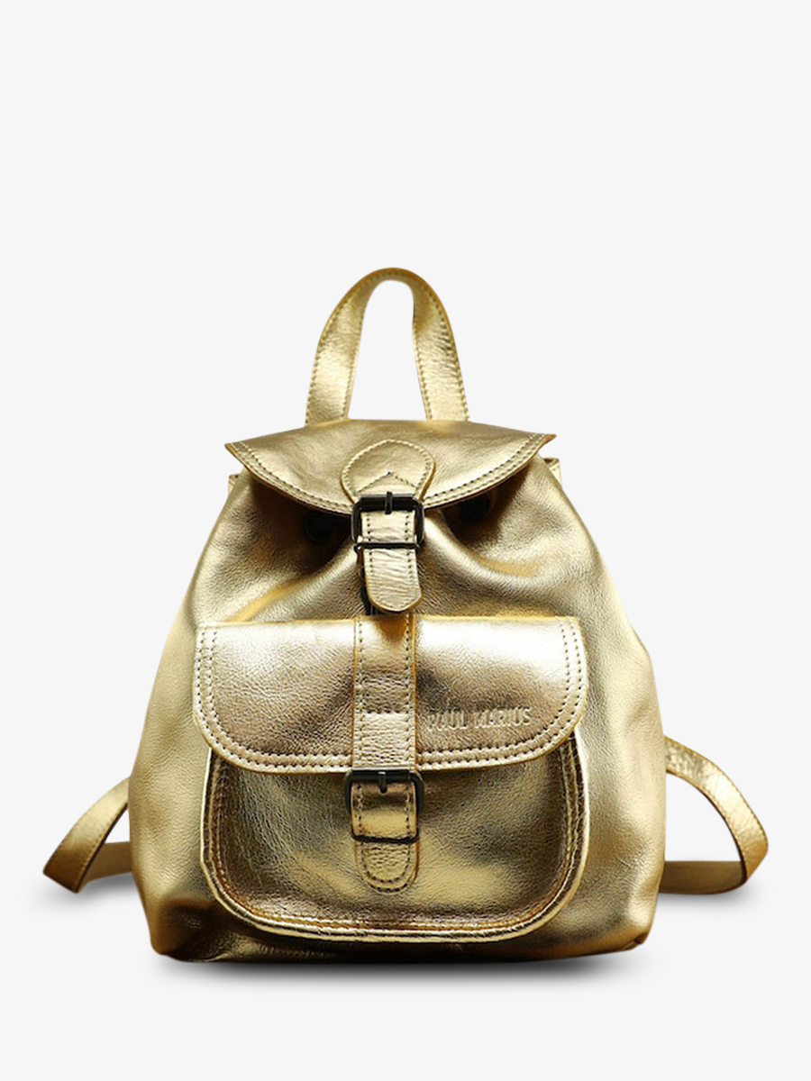 photo-vue-de-face-sac-a-dos-cuir-femme-dore-lebaroudeur-dore-paul-marius-m40-g