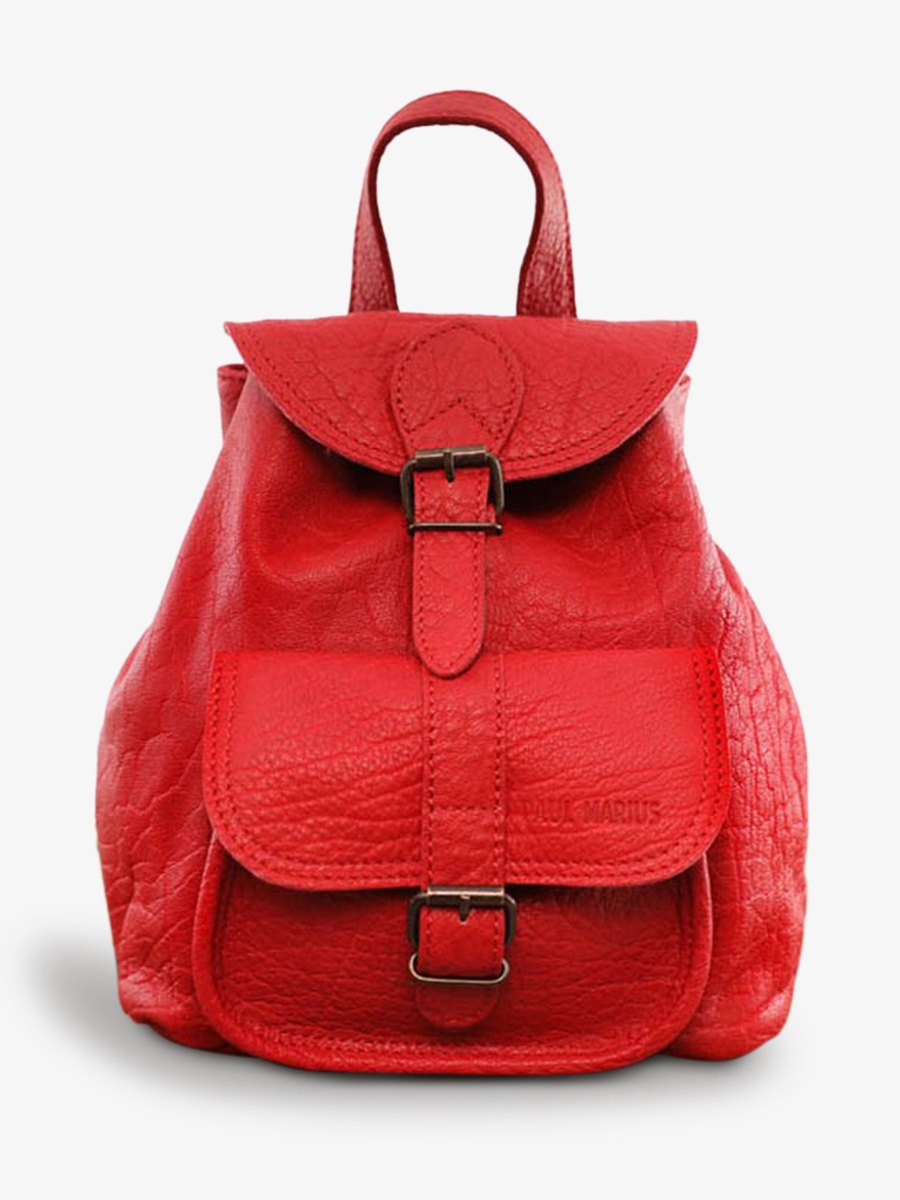 photo-vue-de-face-sac-a-dos-cuir-femme-rouge-lebaroudeur-rouge-carmin-paul-marius-m40-r