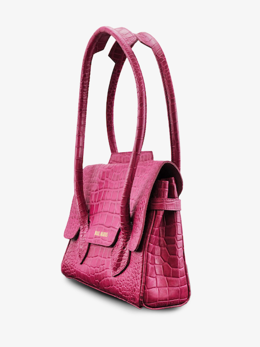 photo-vue-de-cote-sac-a-main-cuir-femme-rose-colette-s-alligator-cocktail-tourmaline-paul-marius-w28s-a-pi