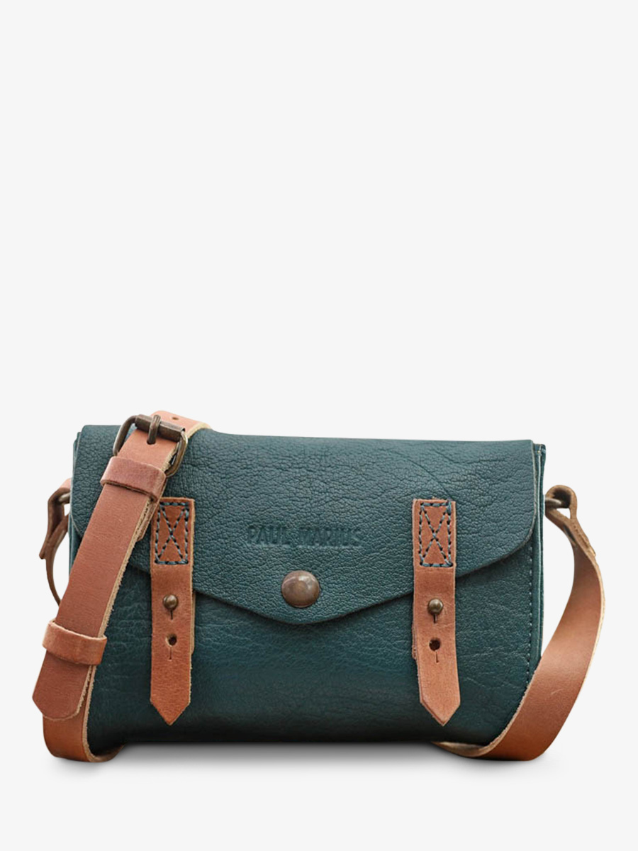 Le Mini Indispensable Bleu Piscine - sac bandoulière cuir femme Bleu