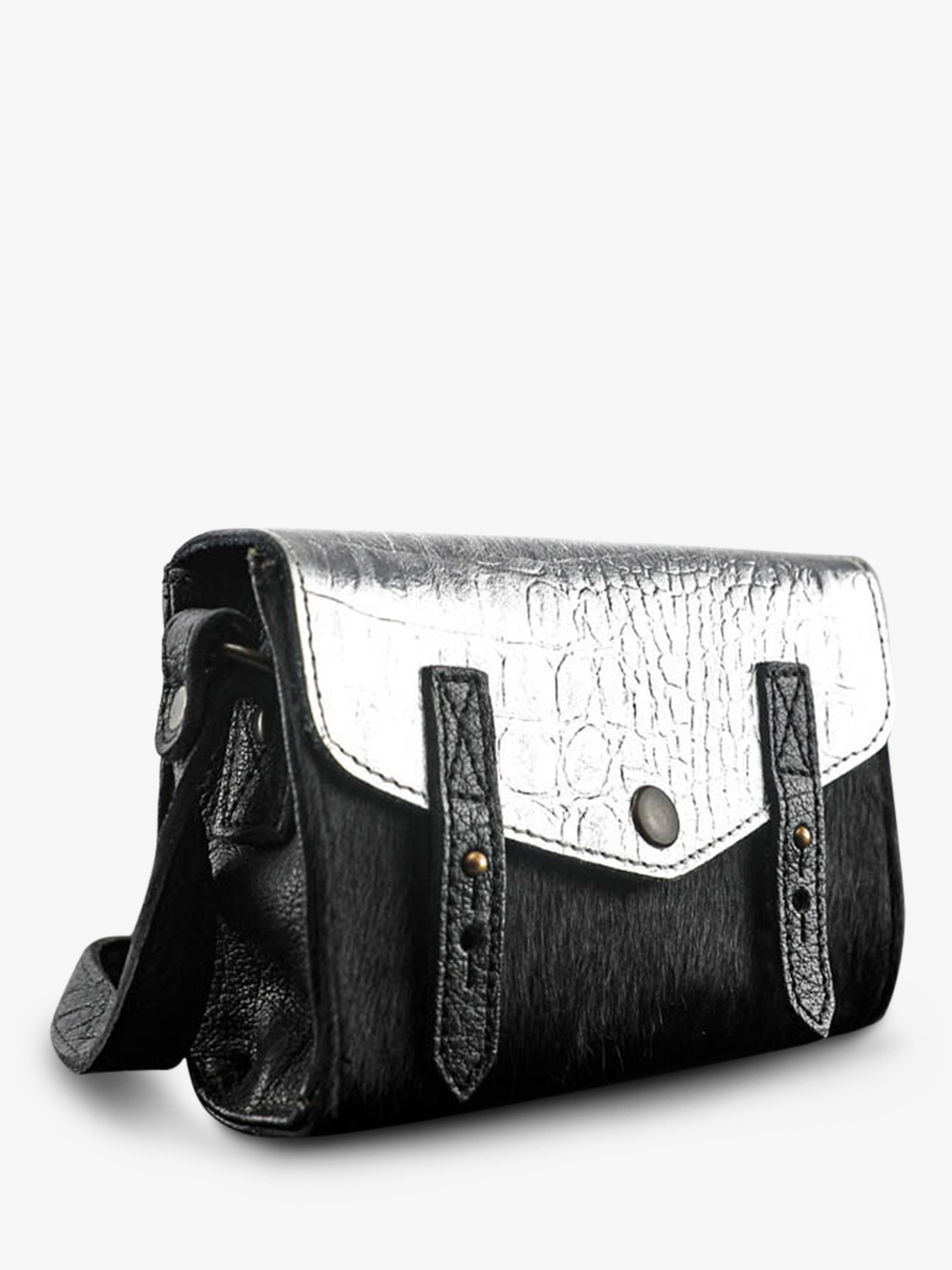 photo-vue-de-cote-sac-bandouliere-cuir-femme-argente-noir-le-mini-indispensable-caiman-argente-noir-paul-marius-w08s-c-s-b
