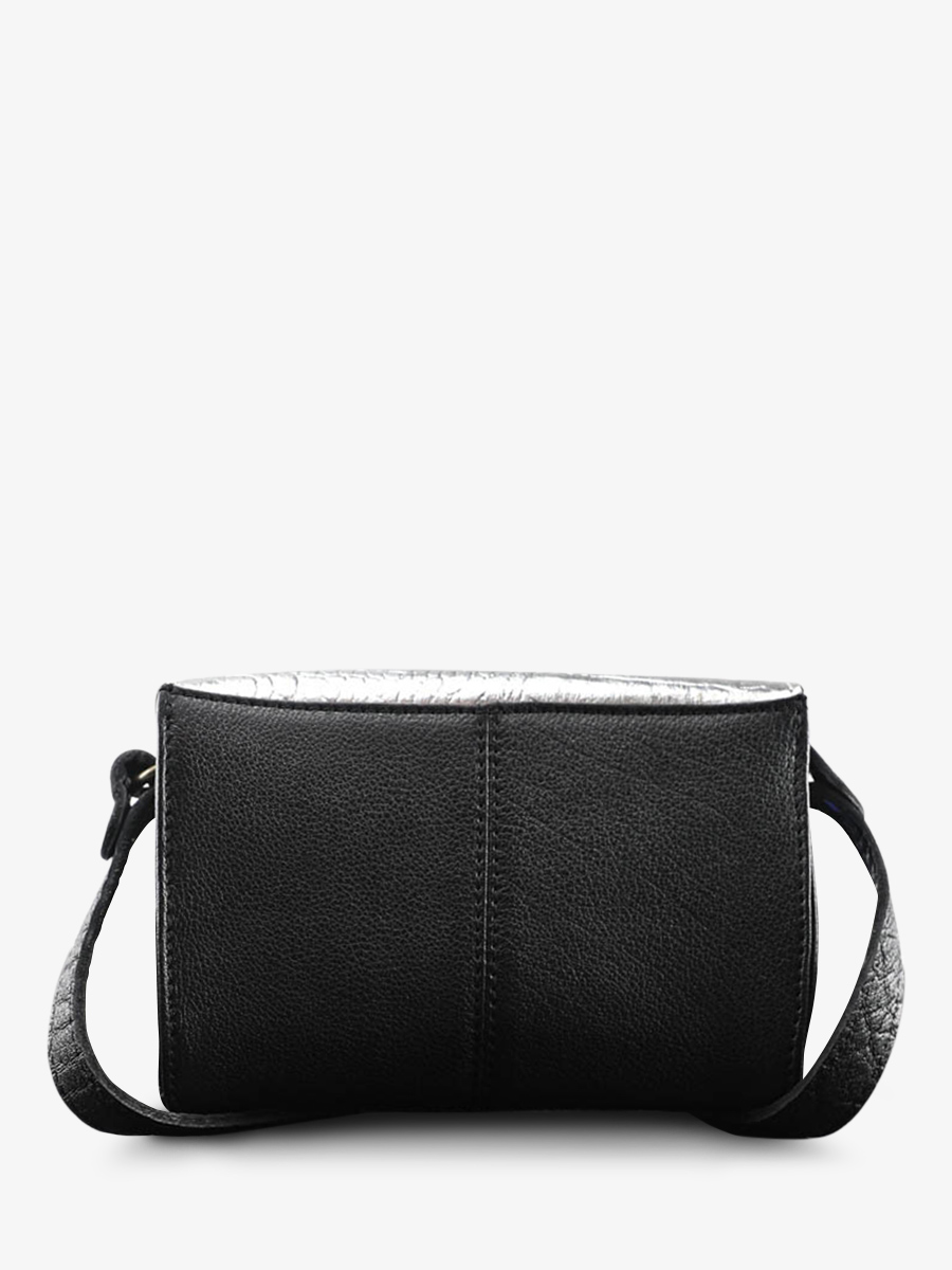 photo-vue-de-dos-sac-bandouliere-cuir-femme-argente-noir-le-mini-indispensable-caiman-argente-noir-paul-marius-w08s-c-s-b