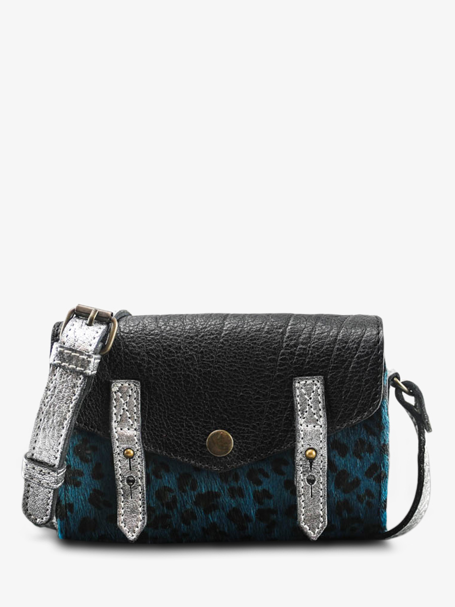 photo-vue-de-face-sac-bandouliere-cuir-femme-bleu-argente-le-mini-indispensable-leopard-bleu-piscine-argente-paul-marius-w08s-lp-blu-b