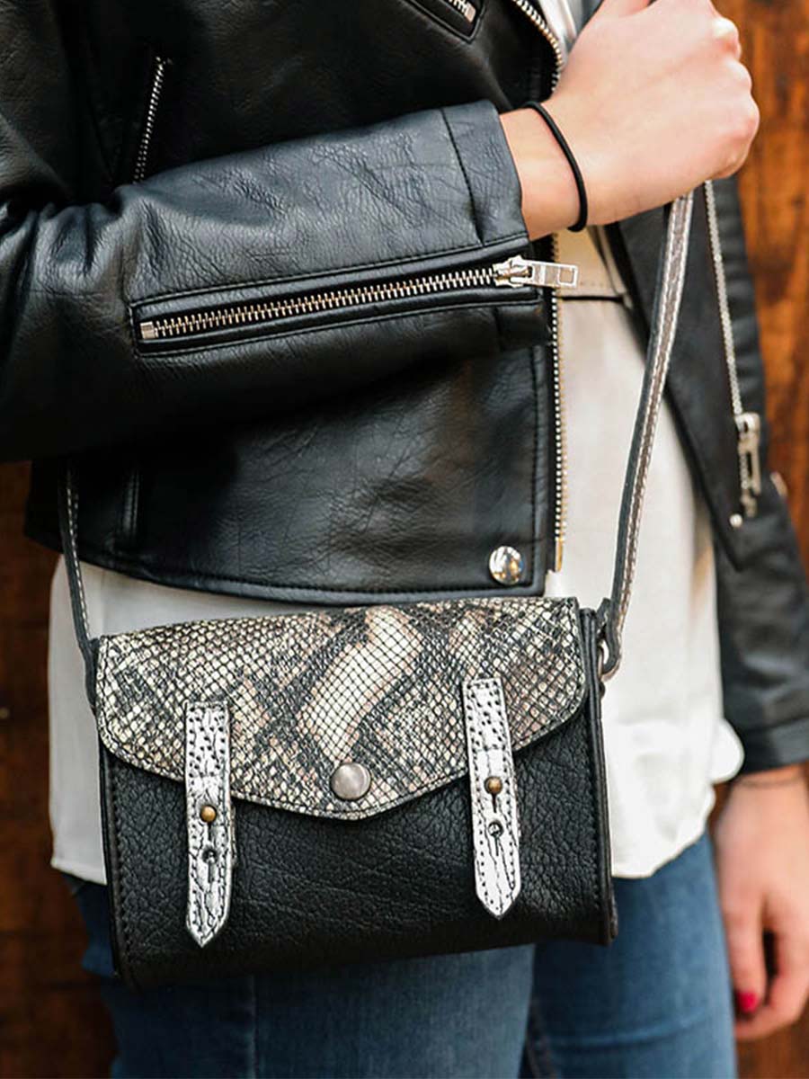 Sac bandouliere python noir top