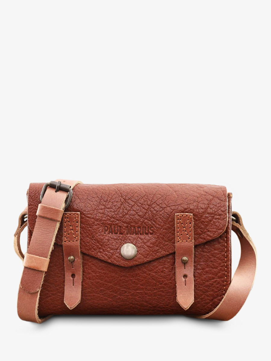 Le Mini Indispensable Naturel sac bandouliere cuir femme Marron PAUL MARIUS