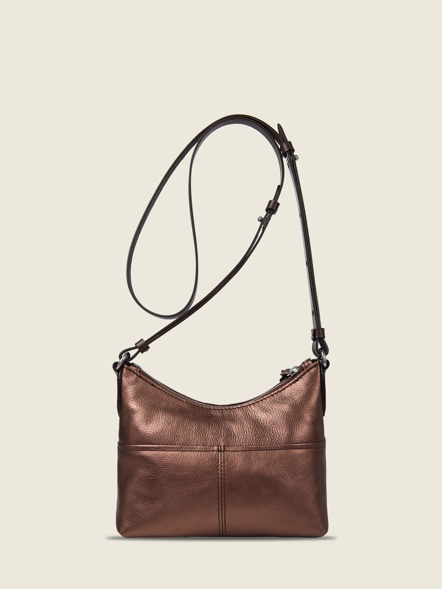 photo vue de dos, petit sac bandoulière cuir cuivré, Paul Marius LeLoustic cuivré