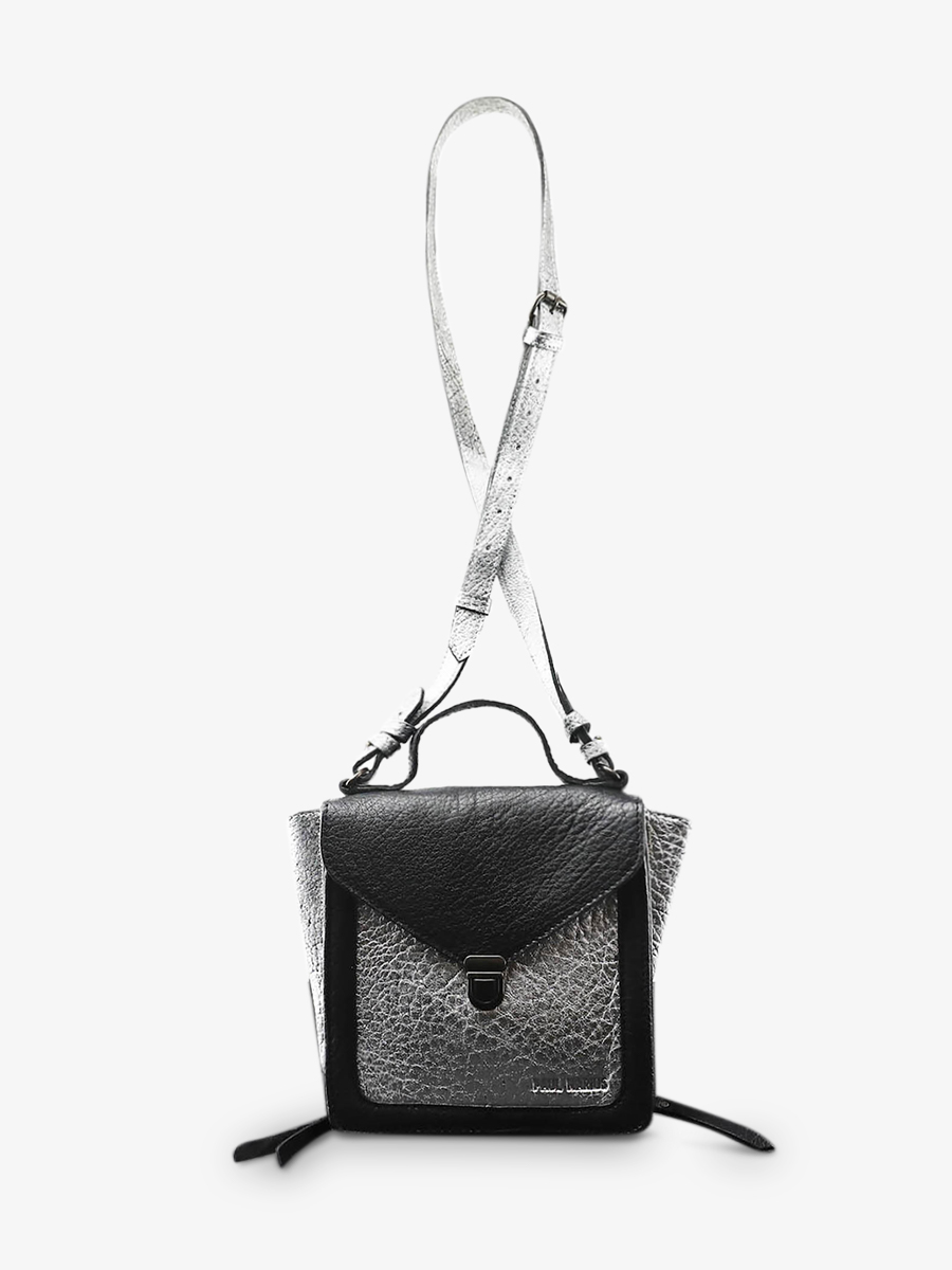 photo-vue-de-face-petit-sac-bandouliere-cuir-femme-argente-noir-mistinguette-argente-noir-paul-marius-w20-s-b