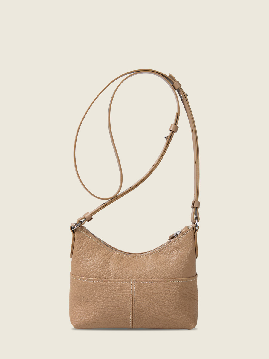 photo vue de dos, petit sac bandoulière cuir taupe, Paul Marius LeLoustic taupe