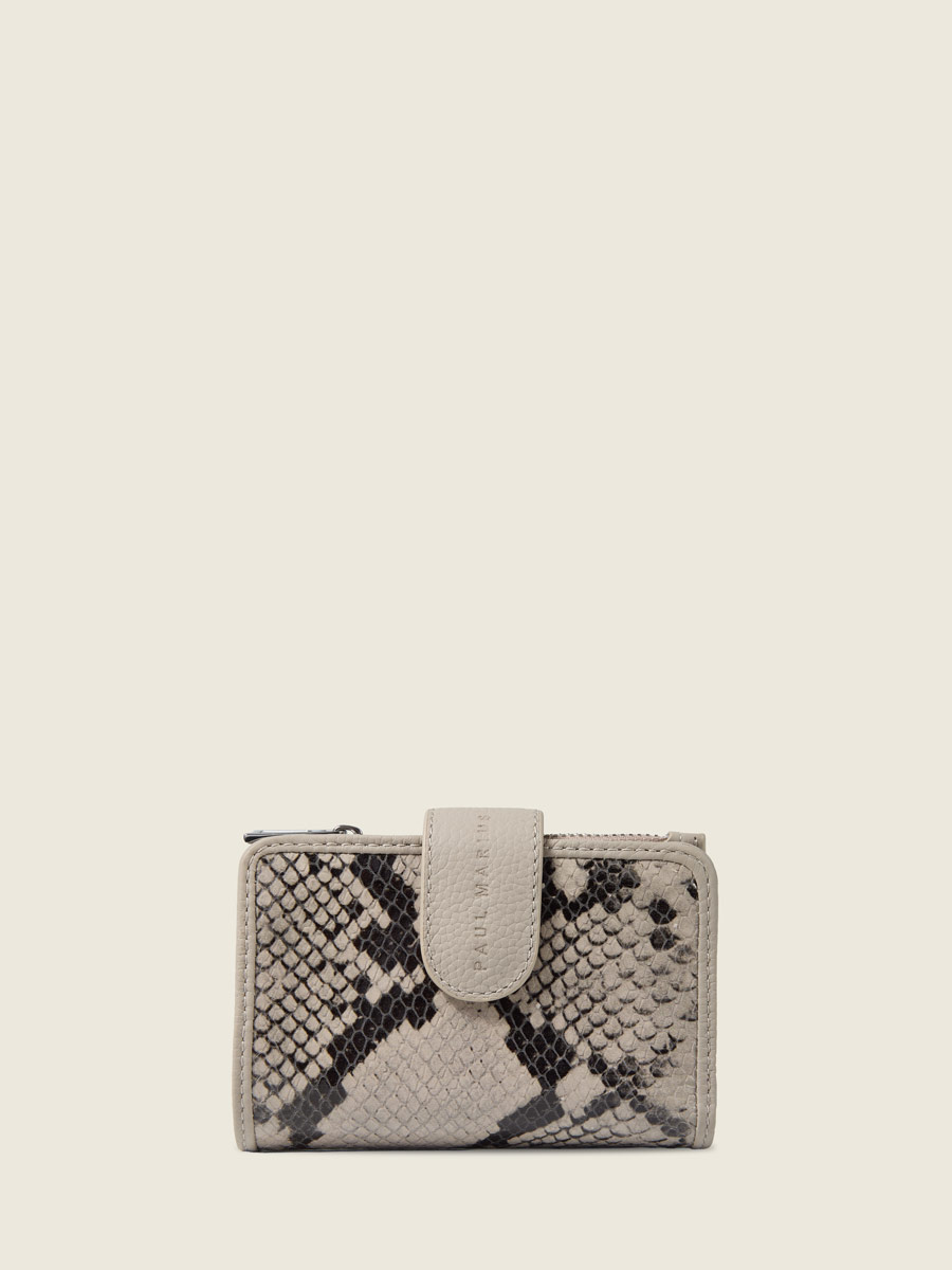 Portefeuille gris Valentine Python - Galet vue face