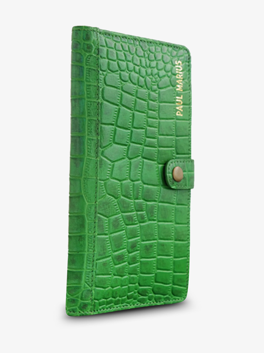 photo-vue-de-cote-portefeuille-cuir-femme-vert-leportefeuille-charlotte-n2-alligator-cocktail-jade-paul-marius-m67-a-gr