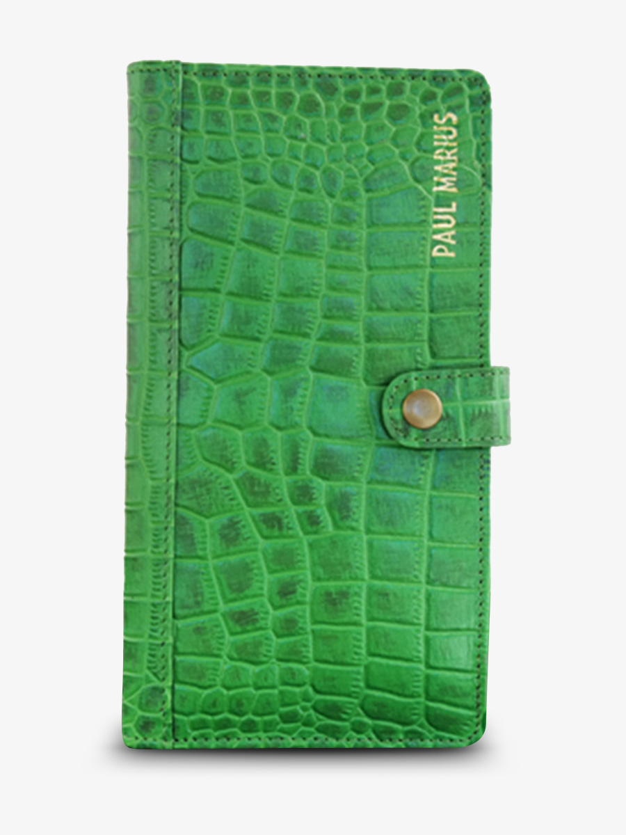 photo-vue-de-face-portefeuille-cuir-femme-vert-leportefeuille-charlotte-n2-alligator-cocktail-jade-paul-marius-m67-a-gr