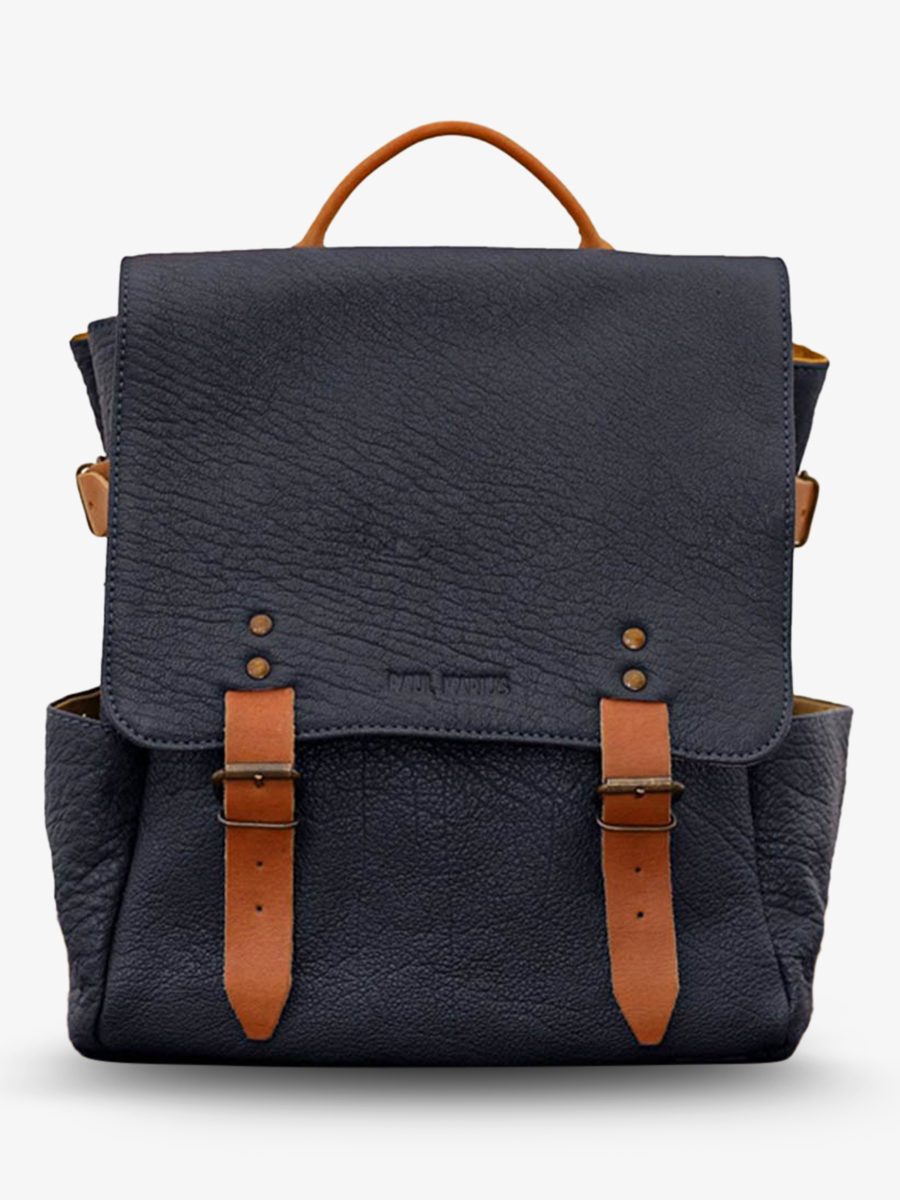 photo-vue-de-face-sac-a-dos-en-cuir-bleu-laudacieux-bleu-encre-paul-marius-w14-db