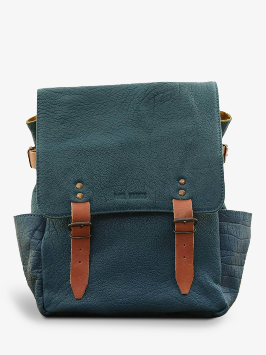 photo-vue-de-face-sac-a-dos-en-cuir-bleu-laudacieux-bleu-piscine-paul-marius-w14-blu