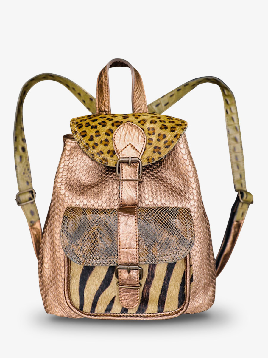 photo-vue-de-face-sac-a-dos-cuir-femme-kaki-cuivre-lebaroudeur-chimere-kaki-cuivre-paul-marius-m40-ch-k-c