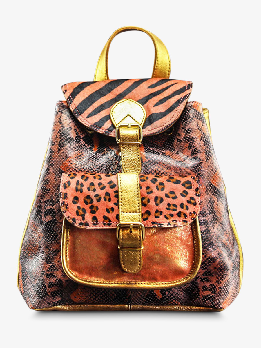 photo-vue-de-face-sac-a-dos-cuir-femme-rose-dore-lebaroudeur-chimere-rose-dore-paul-marius-m40-ch-pi-g