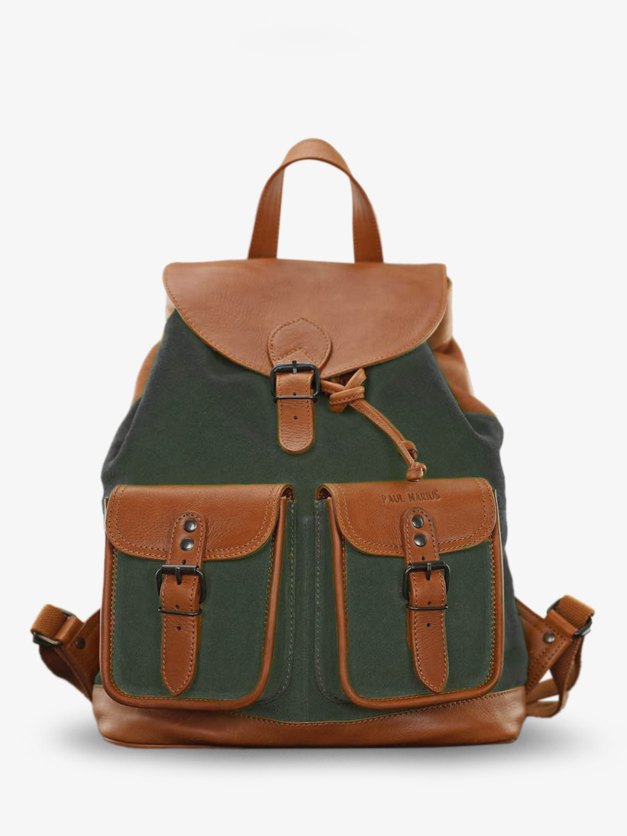LeChamp tre Pampa Naturel Vert For t sac a dos en cuir Marron Vert PAUL MARIUS