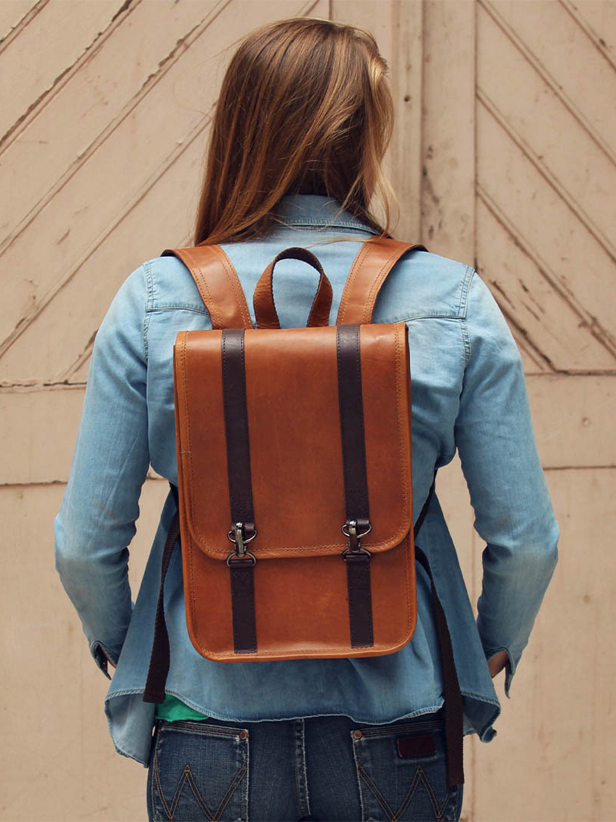 LeCoursier Naturel - sac a dos en cuir Marron