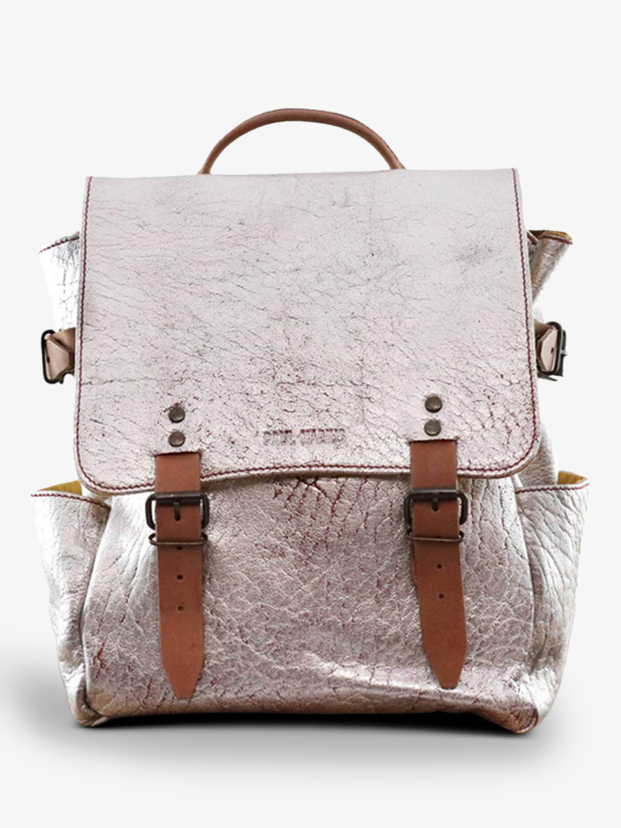 photo-vue-de-face-sac-a-dos-en-cuir-argente-laudacieux-brique-argente-paul-marius-w14-rs