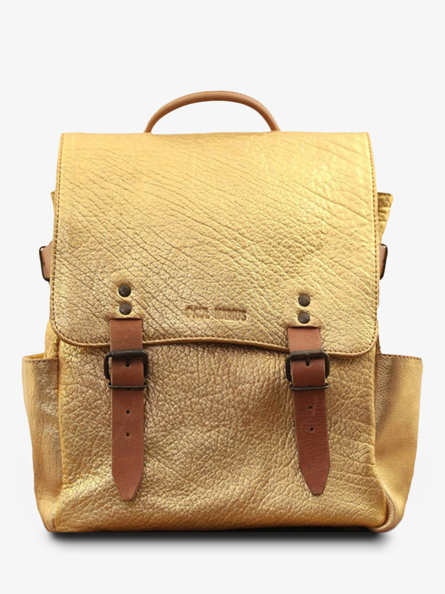 photo-vue-de-face-sac-a-dos-en-cuir-dore-laudacieux-dore-paul-marius-w14-g
