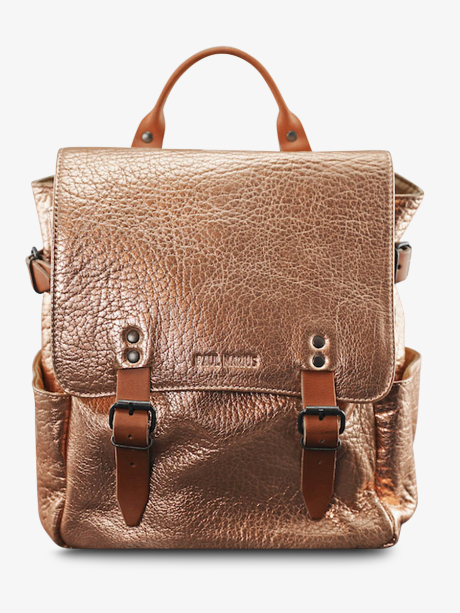photo-vue-de-face-sac-a-dos-en-cuir-rose-dore-laudacieux-or-rose-paul-marius-w14-g-pi