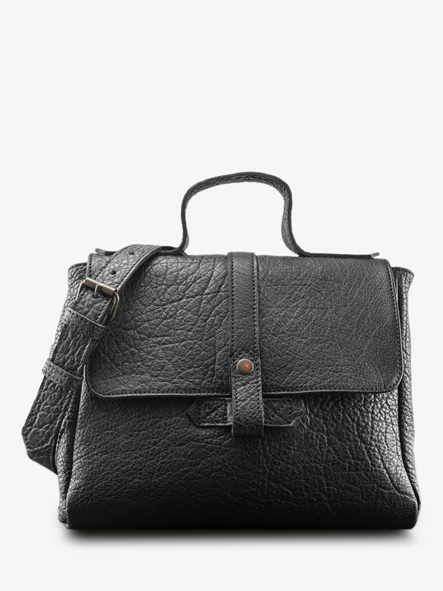 photo-vue-de-face-sac-bandouliere-cuir-femme-noir-lecorneille-noir-paul-marius-w23-b