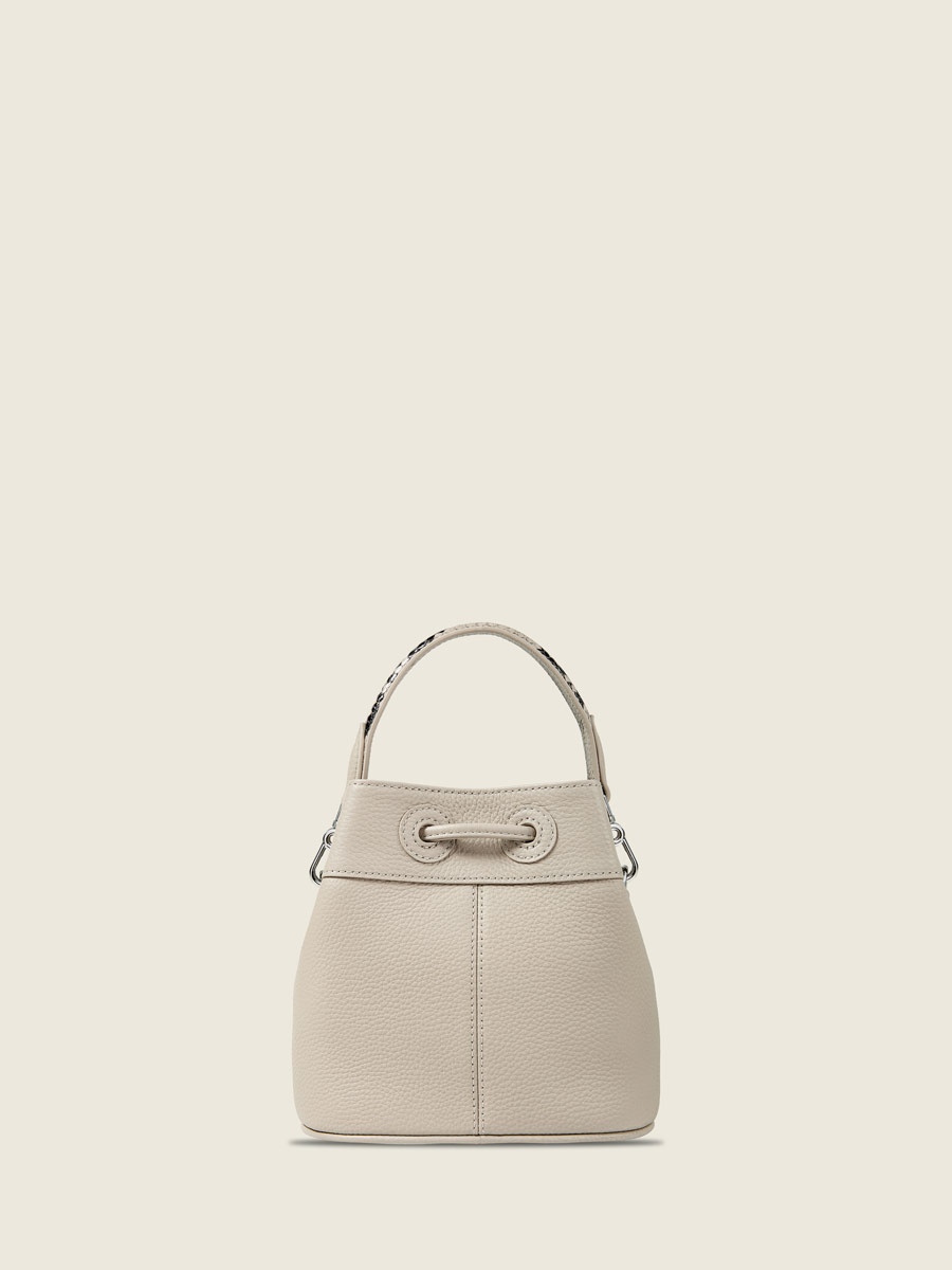 Petit sac seau en cuir gris Capucine XS Python - Galet vue portee