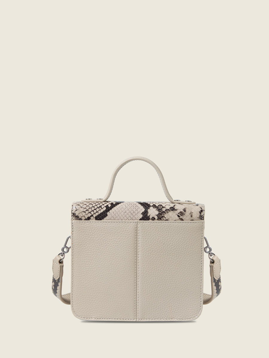 Petit sac à main en cuir gris Mademoiselle George XS Python - Galet vue portee