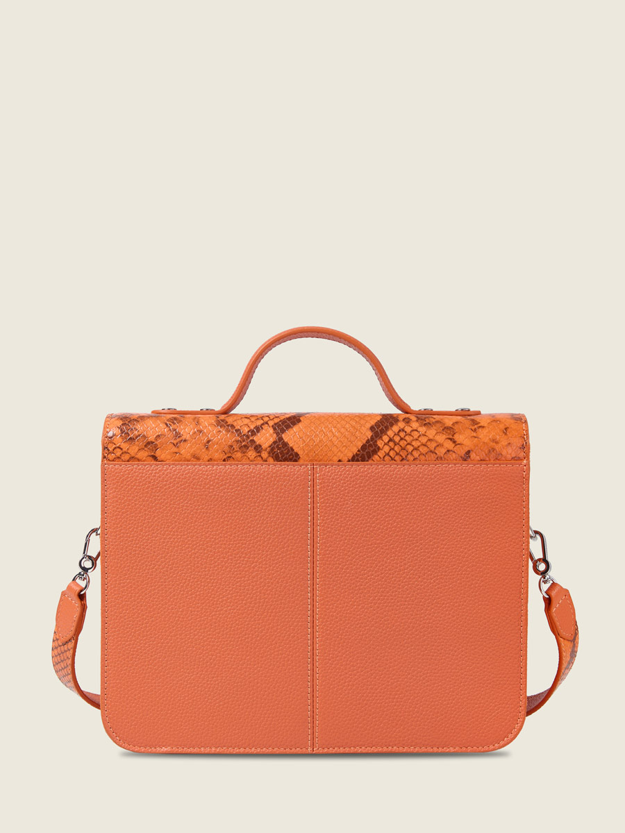 Sac à main en cuir orange Mademoiselle George Python - Ambre vue portee