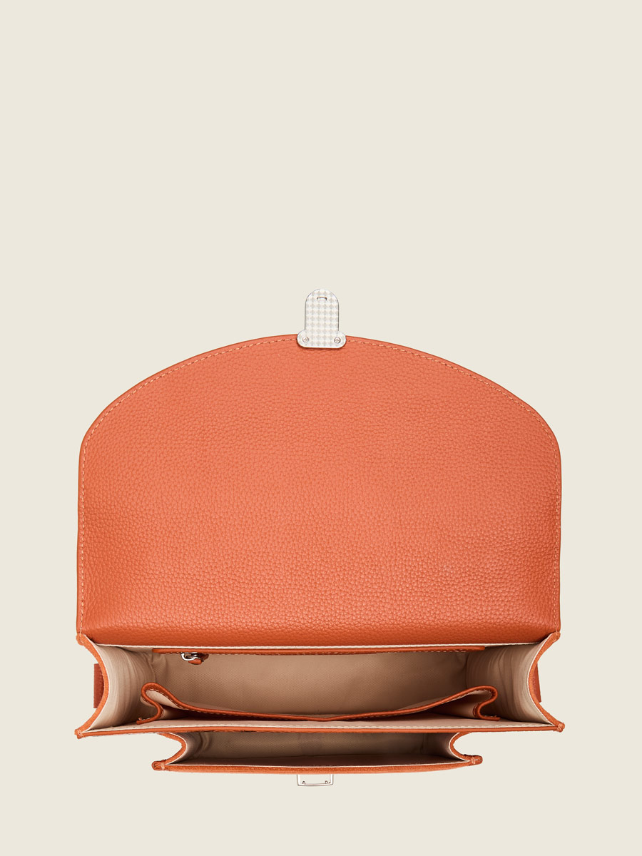 Sac à main en cuir orange Mademoiselle George Python - Ambre photo focus matiere