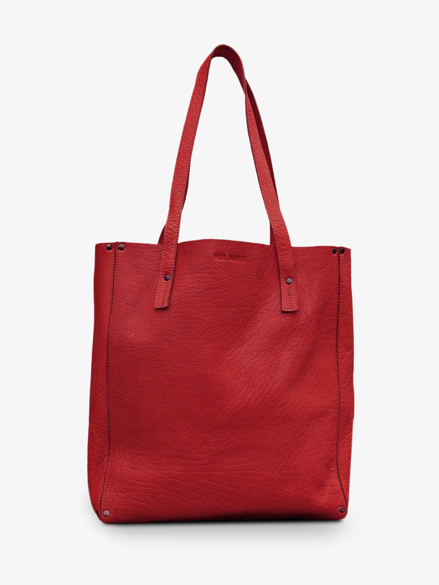 Sac cabas rouge cuir shop