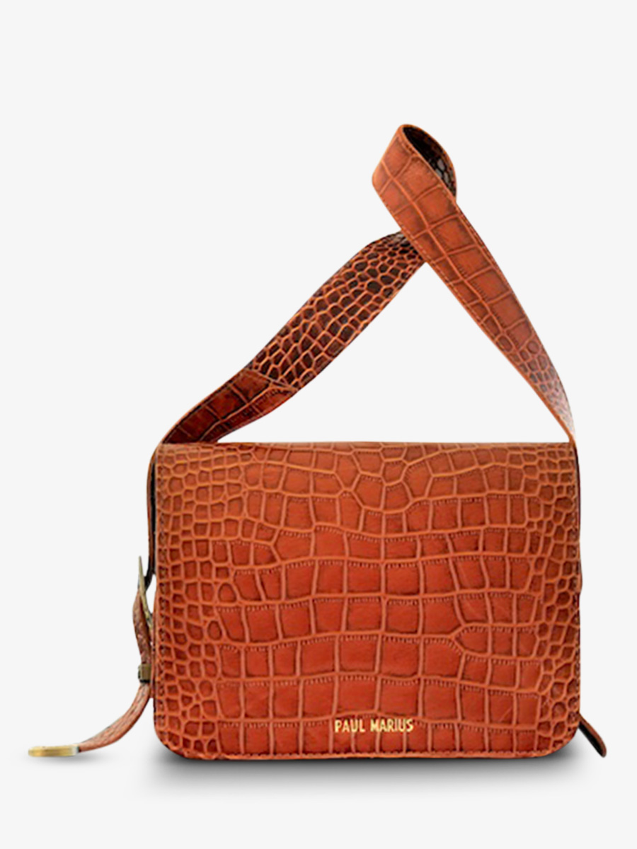 photo-vue-de-face-sac-bandouliere-cuir-femme-marron-lebaguette-alligator-cocktail-ambre-paul-marius-w29-a-l