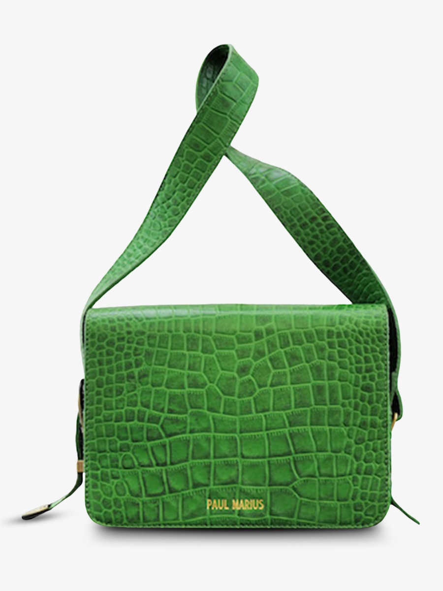 photo-vue-de-cote-sac-bandouliere-cuir-femme-vert-lebaguette-alligator-cocktail-jade-paul-marius-w29-a-gr