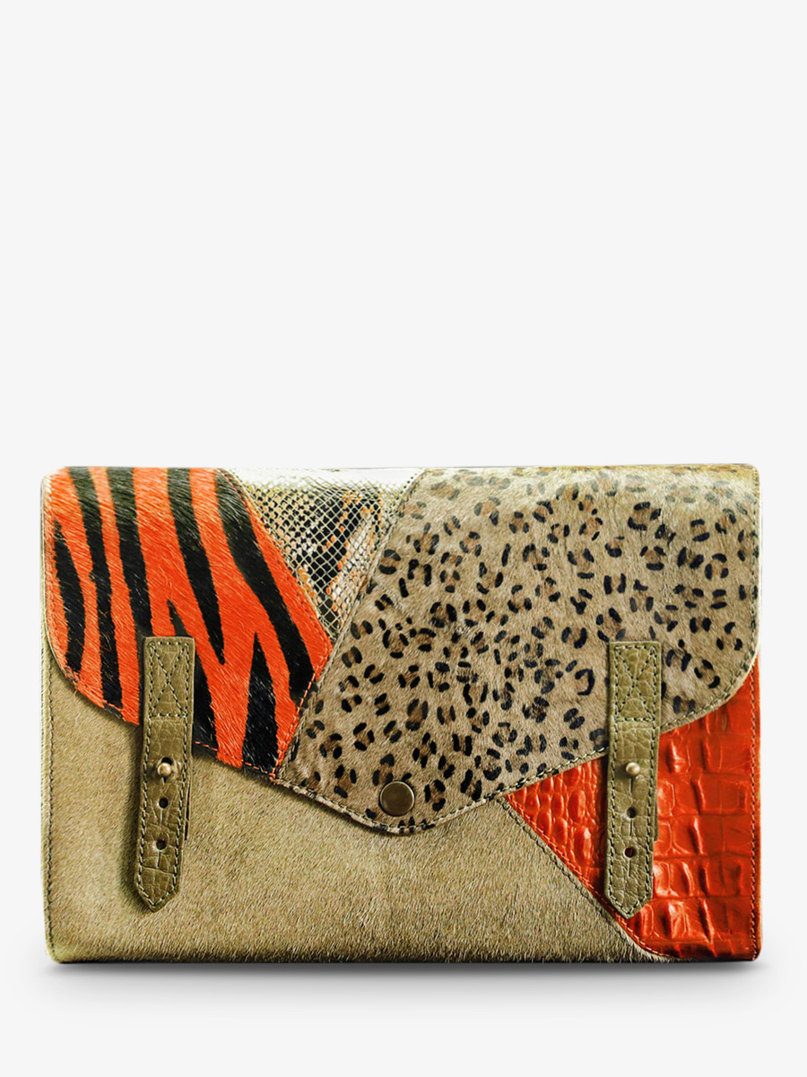 photo-vue-de-face-sac-bandouliere-cuir-femme-orange-vert-lindispensable-chimere-orange-kaki-paul-marius-w08-ch-o-k