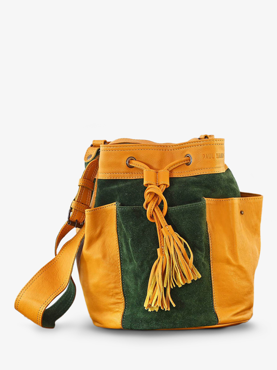 photo-vue-de-face-sac-bandouliere-cuir-femme-kaki-jaune-fleur-kaki-safran-paul-marius-w10-k-y