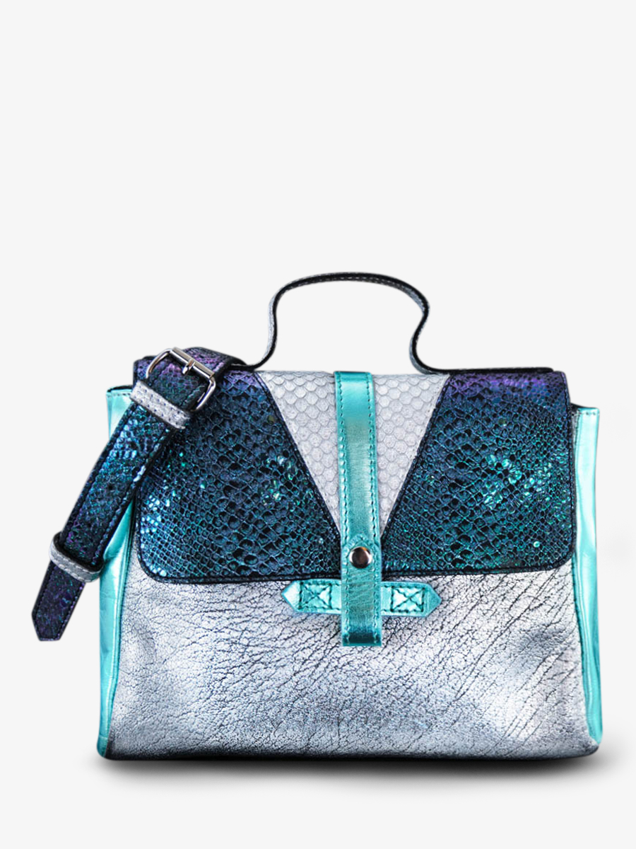 photo-vue-de-face-sac-bandouliere-cuir-femme-bleu-blanc-lecorneille-chimere-polaire-paul-marius-w23-ch-s-blu