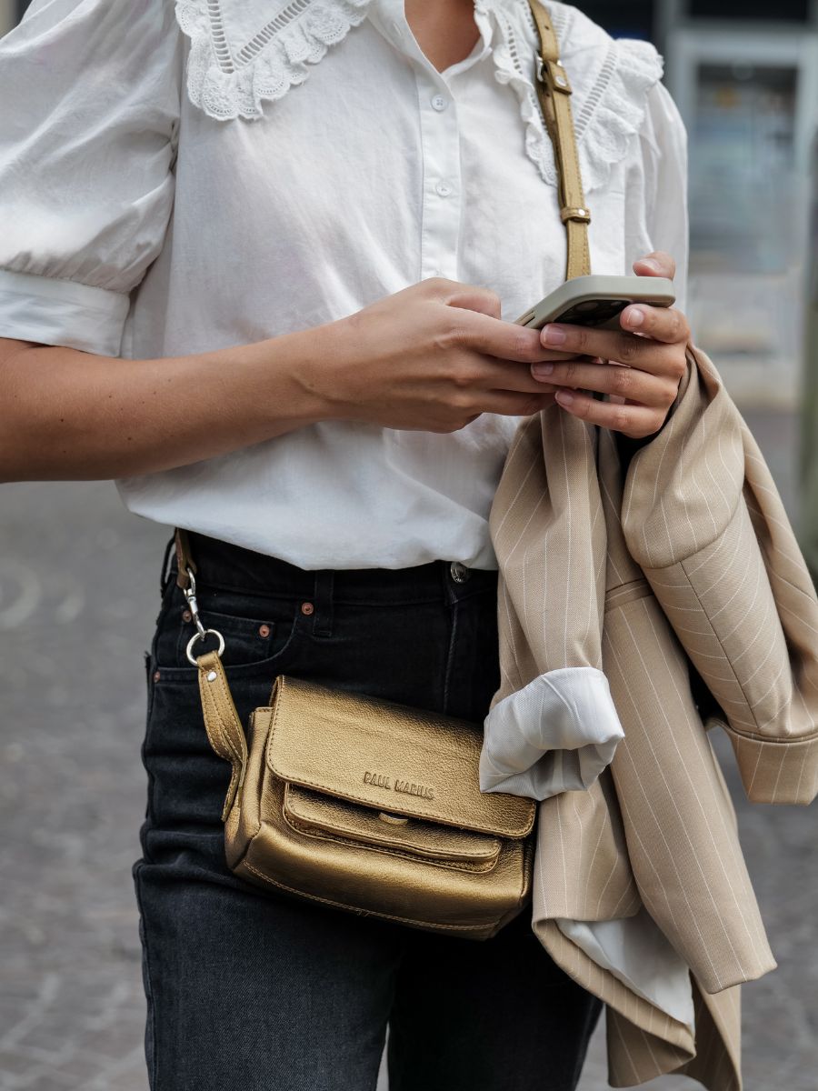 Diane XS Bronze mini sac bandouli re cuir m tallis dor femme