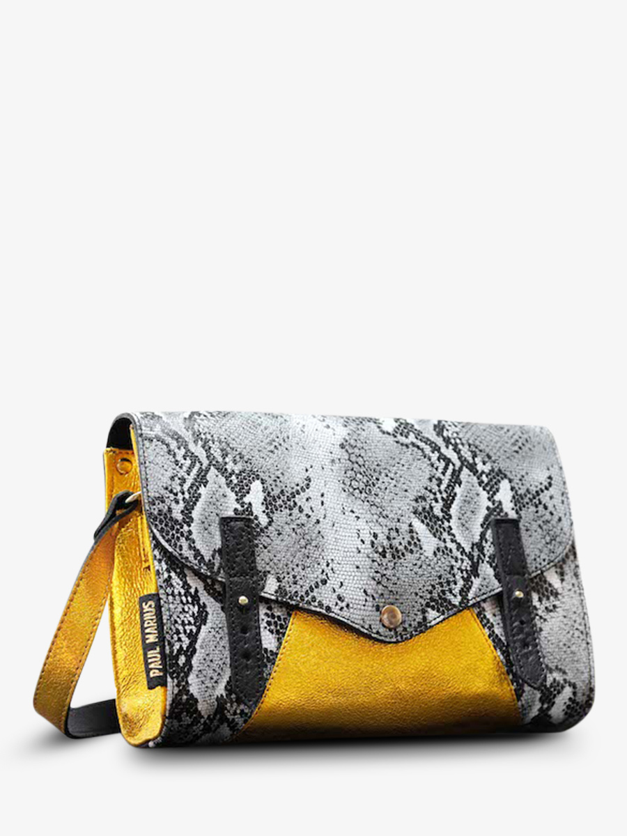 photo-vue-de-cote-sac-bandouliere-cuir-femme-gris-jaune-lindispensable-python-granit-jaune-metallise-paul-marius-w08-p-w-mcy