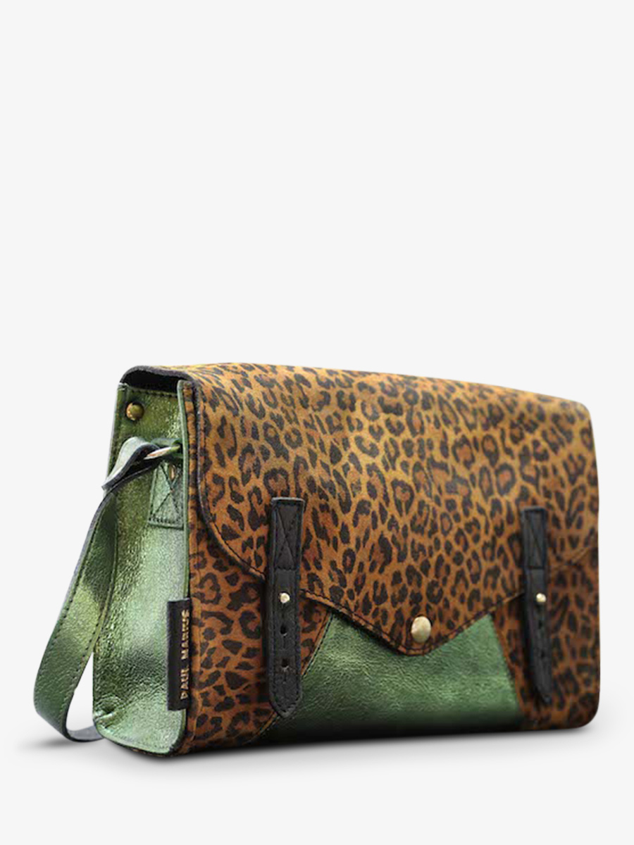 photo-vue-de-cote-sac-bandouliere-cuir-femme-marron-vert-lindispensable-leopard-naturel-kaki-metallise-paul-marius-w08-lp-l-mcgr