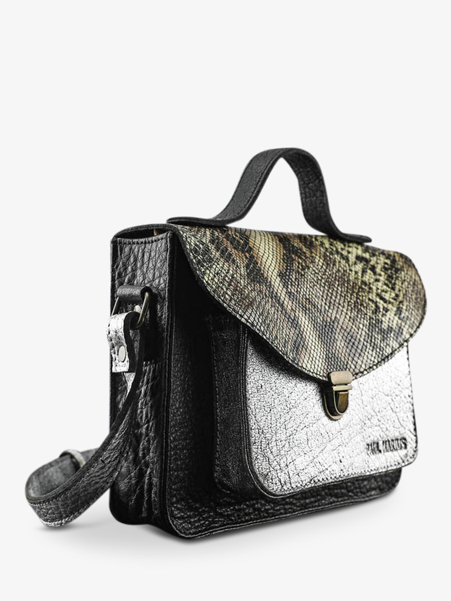 photo-vue-de-cote-sac-bandouliere-cuir-femme-argente-noir-mademoiselle-george-python-argente-noir-paul-marius-w05-p-s-b