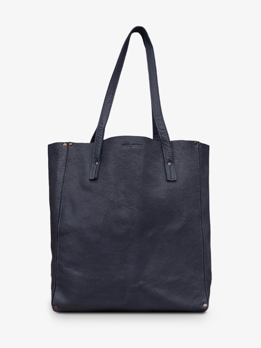 photo-vue-de-face-cabas-cuir-femme-bleu-leffronte-l-bleu-encre-paul-marius-w11-db