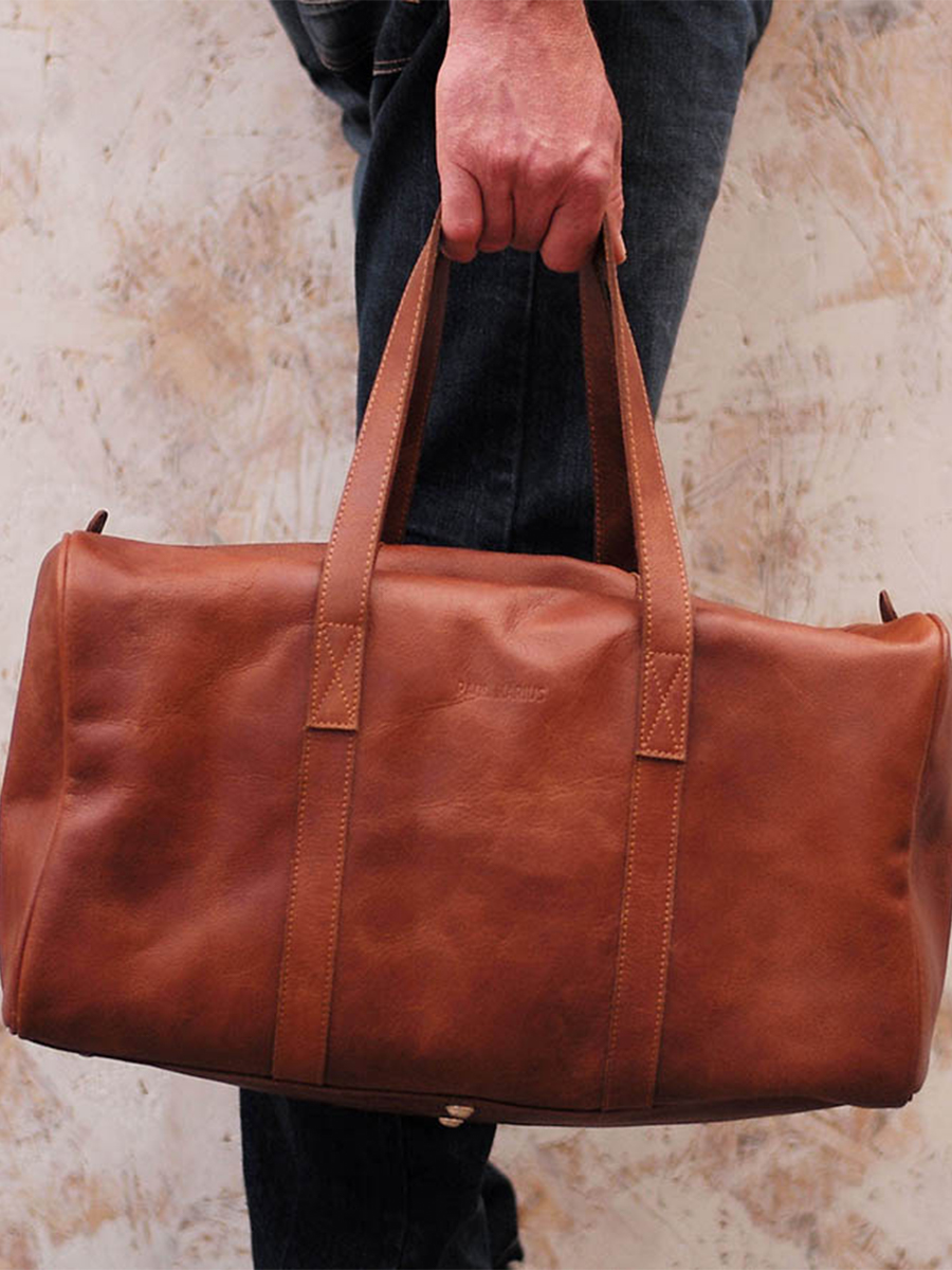 Sac de voyage en Cuir naturel - Marron - Grand format