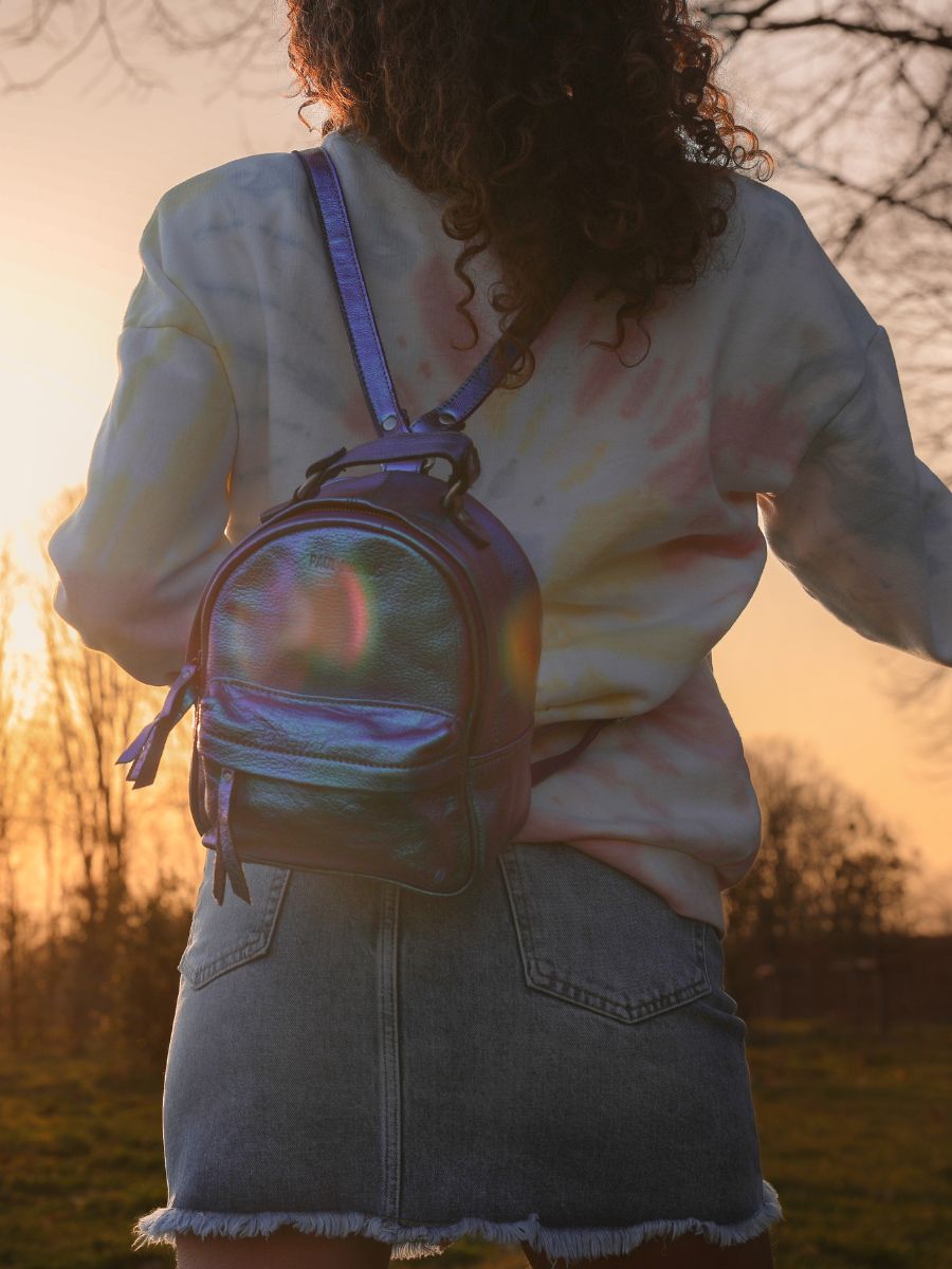 LeMini Intr pide Scarab e petit sac a dos cuir femme Bleu PAUL MARIUS