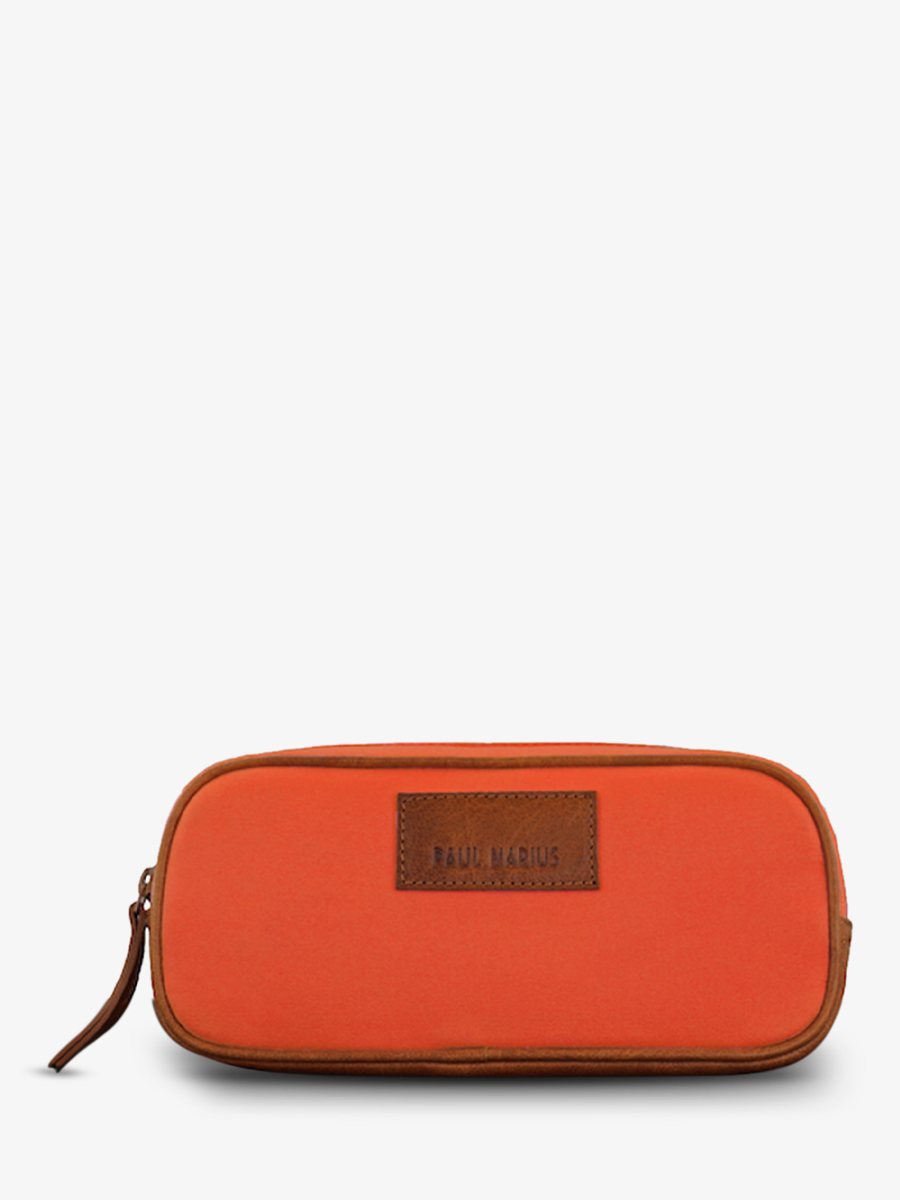 Trousse matelassée écrue imprimé orange – Tartan Paris