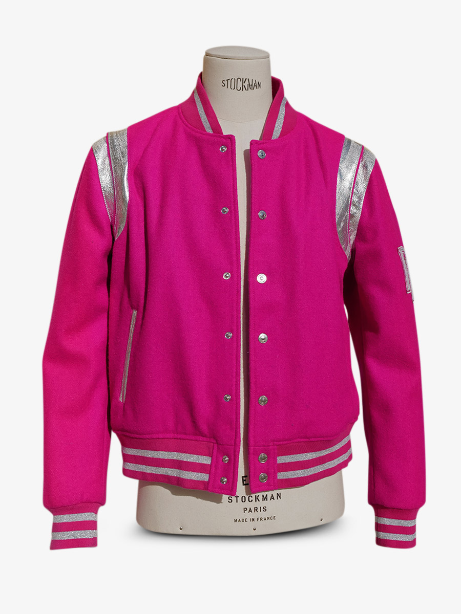 photo-vue-de-face-teddy-blouson-cuir-et-tissus-leteddy-50s-fuchsia-paul-marius-tdy-fifties-pi-l