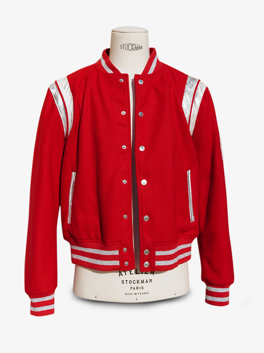 LeTeddy 50 s Rouge carlate teddy blouson cuir et tissus PAUL